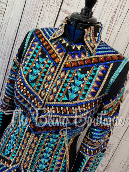 RE-ORDER Black, Turquoise, Royal Blue, Copper & Tan Showmanship Jacket (Choose Your Size)