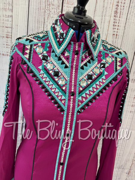 RE-ORDER Raspberry, Teal, Turquoise & Black Day Shirt Set (Choose Your Size)