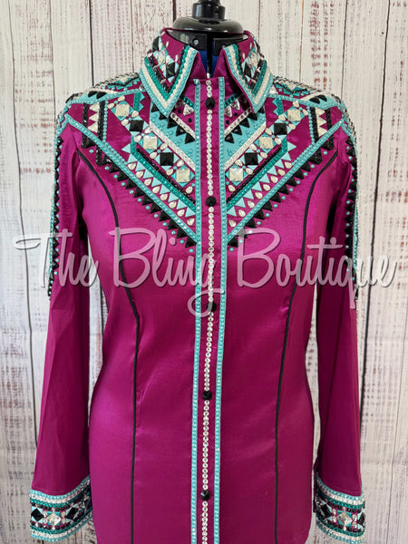 RE-ORDER Raspberry, Teal, Turquoise & Black Day Shirt Set (Choose Your Size)
