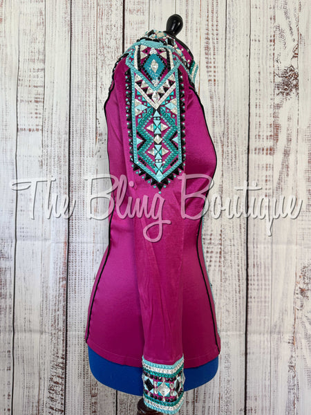 RE-ORDER Raspberry, Teal, Turquoise & Black Day Shirt Set (Choose Your Size)