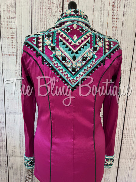 RE-ORDER Raspberry, Teal, Turquoise & Black Day Shirt Set (Choose Your Size)