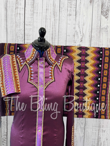 Plum, Berry, Copper & Tan Day Shirt Set (Large)