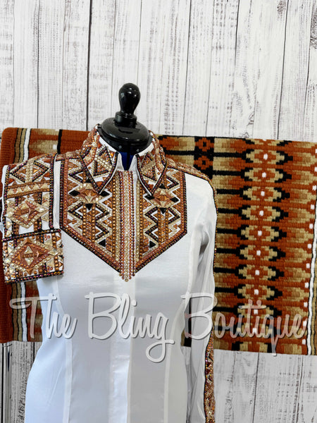 White, Rust, Copper, Bronze, Tan & Black Day Shirt Set (Large)