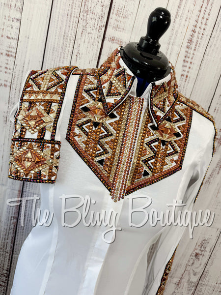 RE-ORDER White, Rust, Copper, Bronze, Tan & Black Day Shirt Set  (Choose Your Size)