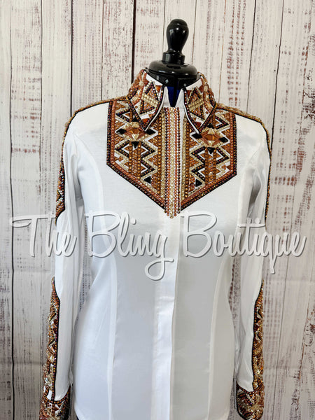 RE-ORDER White, Rust, Copper, Bronze, Tan & Black Day Shirt Set  (Choose Your Size)