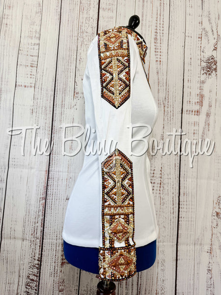 RE-ORDER White, Rust, Copper, Bronze, Tan & Black Day Shirt Set  (Choose Your Size)