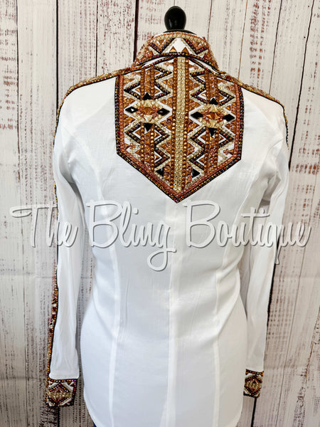 RE-ORDER White, Rust, Copper, Bronze, Tan & Black Day Shirt Set  (Choose Your Size)