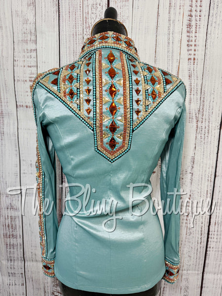 RE-ORDER Soft Mint, Teal, Copper, Tan & Black Day Shirt Set (Choose Your Size)