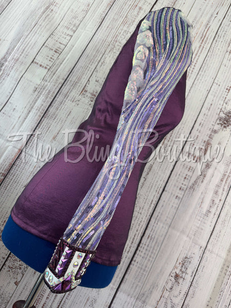 Plum & Purple Day Shirt Set With Lace Sleeves (L)