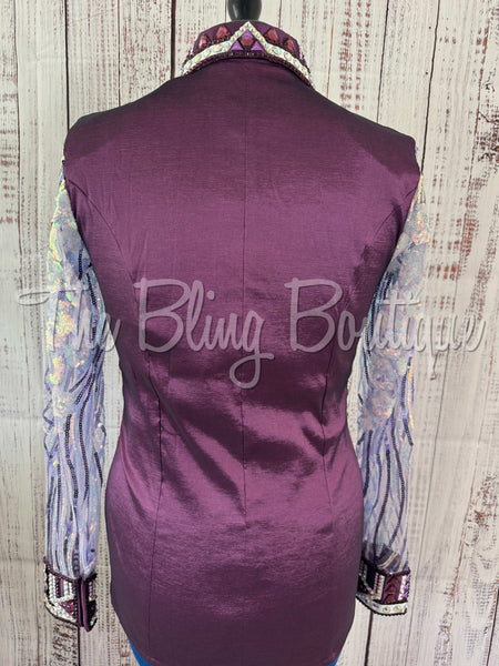 Plum & Purple Day Shirt Set With Lace Sleeves (L)