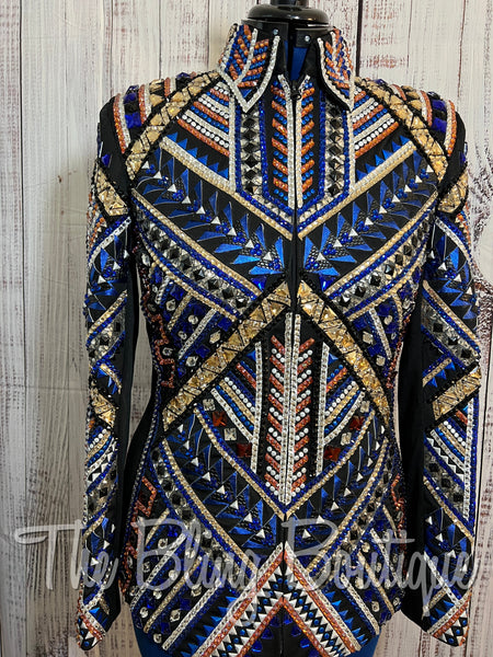 RE-ORDER Black, Royal Blue, Copper & Gold Showmanship Jacket (Choose Your Size)