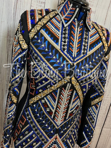 RE-ORDER Black, Royal Blue, Copper & Gold Showmanship Jacket (Choose Your Size)