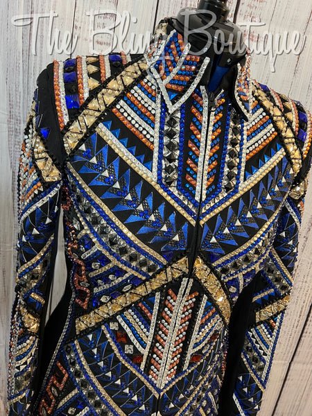 RE-ORDER Black, Royal Blue, Copper & Gold Showmanship Jacket (Choose Your Size)