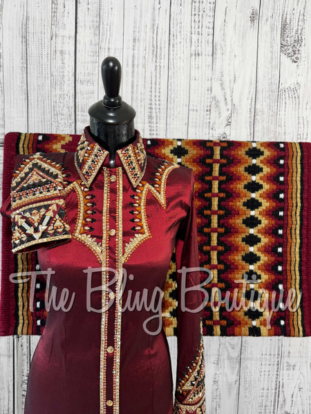 RE-ORDER Burgundy, Copper, Tan & Black Day Shirt Set (Choose Your Size)