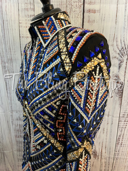 RE-ORDER Black, Royal Blue, Copper & Gold Showmanship Jacket (Choose Your Size)