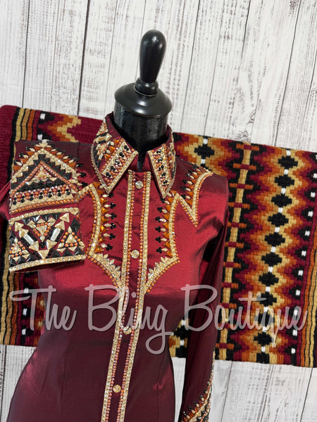 RE-ORDER Burgundy, Copper, Tan & Black Day Shirt Set (Choose Your Size)