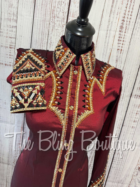 RE-ORDER Burgundy, Copper, Tan & Black Day Shirt Set (Choose Your Size)