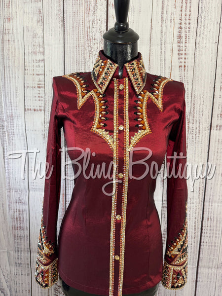 RE-ORDER Burgundy, Copper, Tan & Black Day Shirt Set (Choose Your Size)