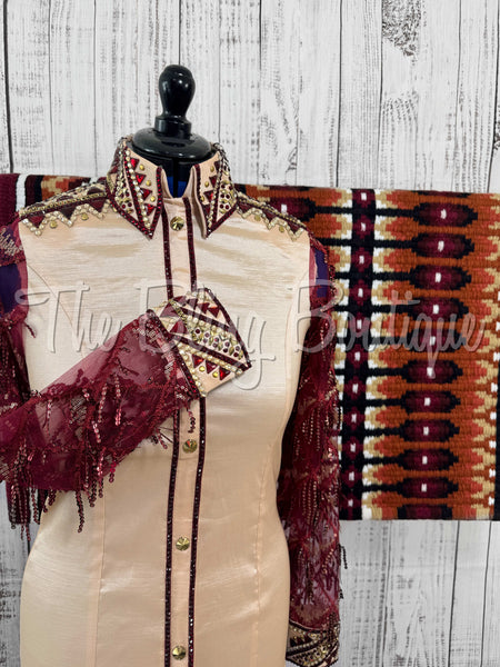 Champagne & Wine Day Shirt Set With Lace Sleeves (M)