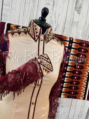 Champagne & Wine Day Shirt Set With Lace Sleeves (M)