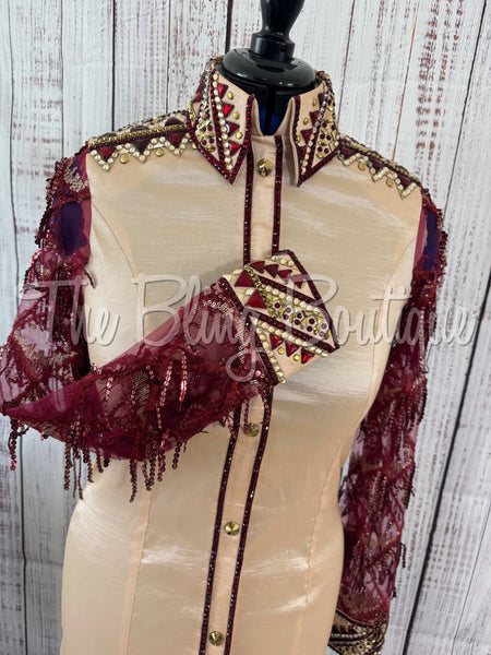 Champagne & Wine Day Shirt Set With Lace Sleeves (M)