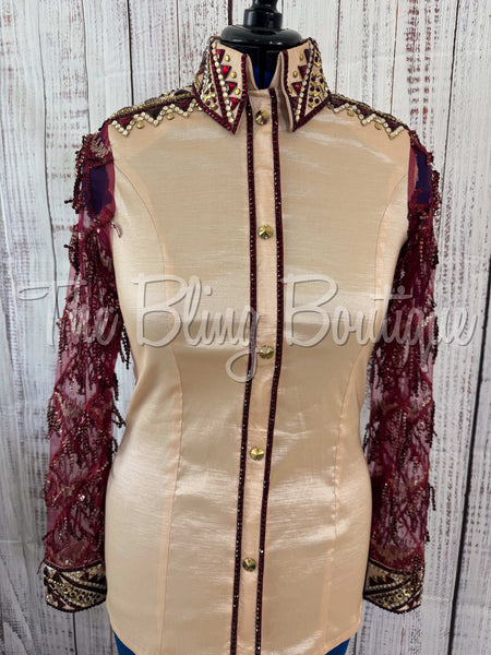 Champagne & Wine Day Shirt Set With Lace Sleeves (M)