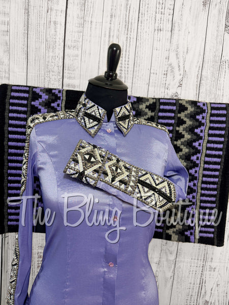 Lavender, Gunmetal, Black & White Day Shirt Set (XL)