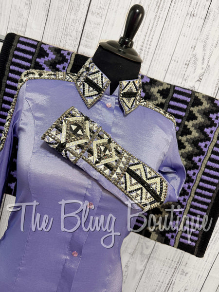 Lavender, Gunmetal, Black & White Day Shirt Set (XL)