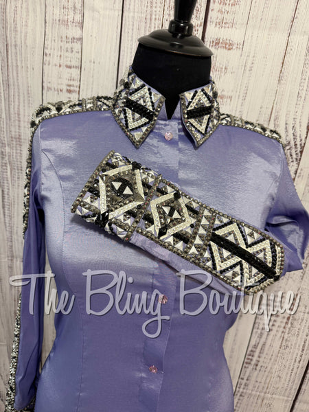 Lavender, Gunmetal, Black & White Day Shirt Set (XL)