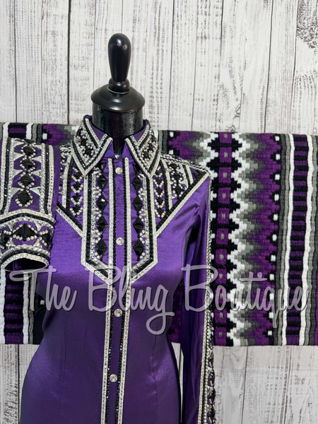 Purple, Grey, Black & White Day Shirt Set (Small)