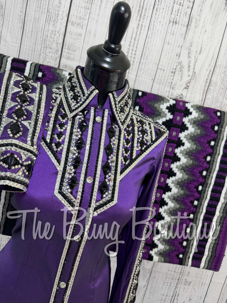 Purple, Grey, Black & White Day Shirt Set (Small)
