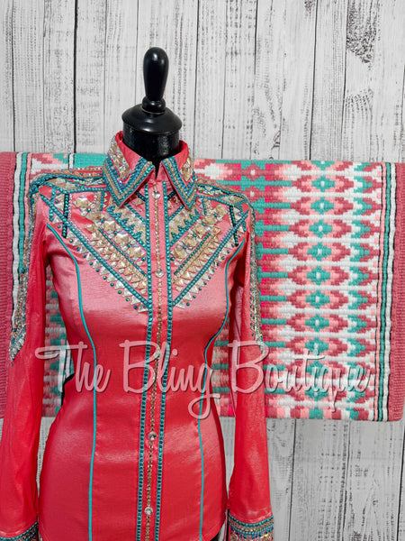 RE-ORDER Coral, Peach, Mint & Teal Day Shirt Set (Choose Your Size)