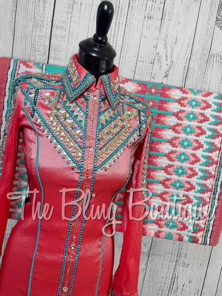RE-ORDER Coral, Peach, Mint & Teal Day Shirt Set (Choose Your Size)