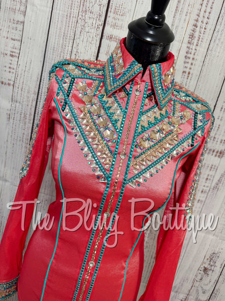RE-ORDER Coral, Peach, Mint & Teal Day Shirt Set (Choose Your Size)