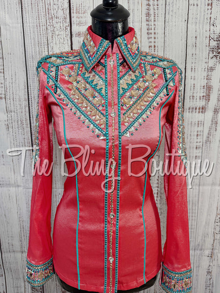 RE-ORDER Coral, Peach, Mint & Teal Day Shirt Set (Choose Your Size)