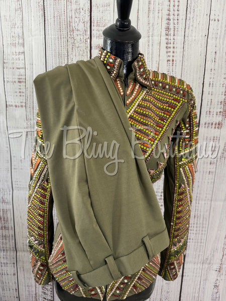Olive Green & Copper Showmanship Jacket & Pants (XS/S)