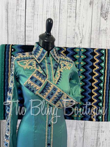 RE-ORDER Light Green, Periwinkle, Blue & Tan Day Shirt Set (Choose Your Size)