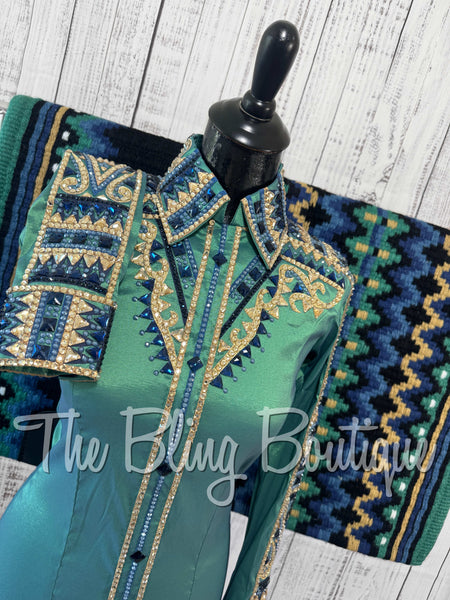 RE-ORDER Light Green, Periwinkle, Blue & Tan Day Shirt Set (Choose Your Size)