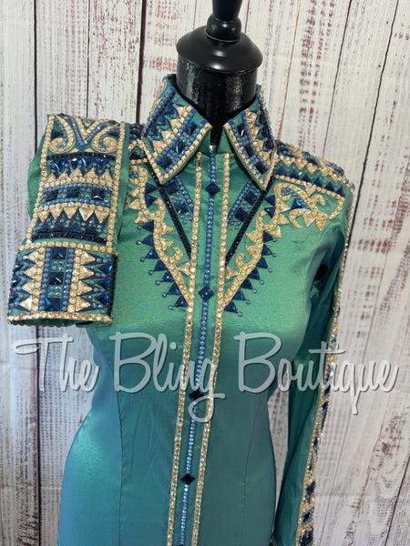 RE-ORDER Light Green, Periwinkle, Blue & Tan Day Shirt Set (Choose Your Size)