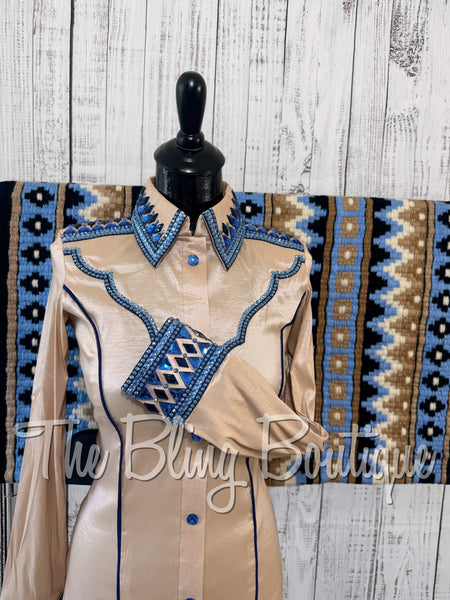 RE-ORDER Champagne & Blue Day Shirt Set (Choose Your Size)