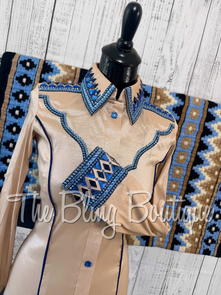 RE-ORDER Champagne & Blue Day Shirt Set (Choose Your Size)