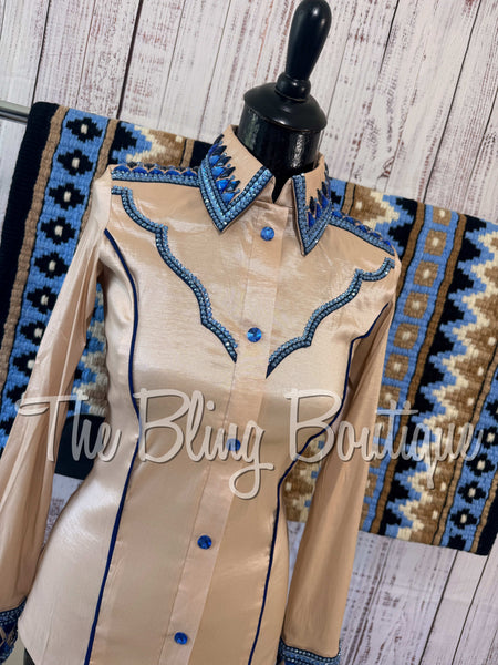 RE-ORDER Champagne & Blue Day Shirt Set (Choose Your Size)