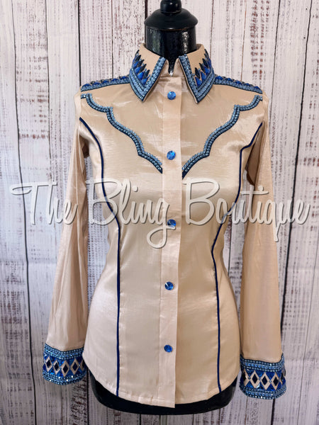 RE-ORDER Champagne & Blue Day Shirt Set (Choose Your Size)