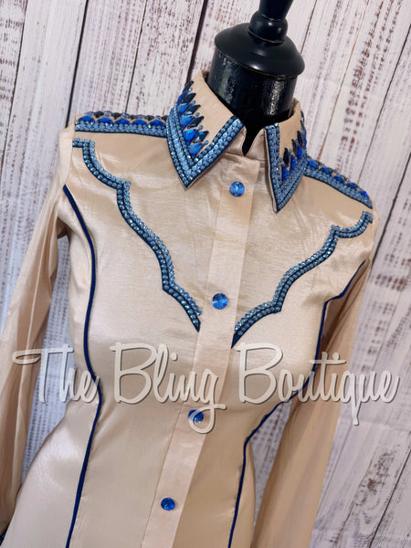 RE-ORDER Champagne & Blue Day Shirt Set (Choose Your Size)