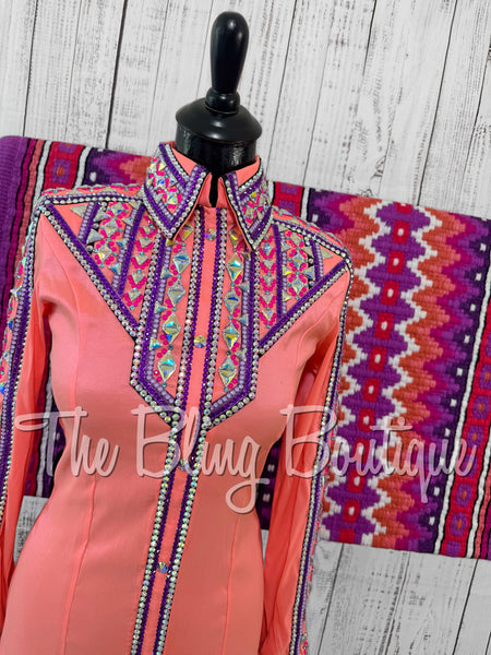 RE-ORDER Bright Coral, Purple & Berry Day Shirt Set (Choose Your Size)
