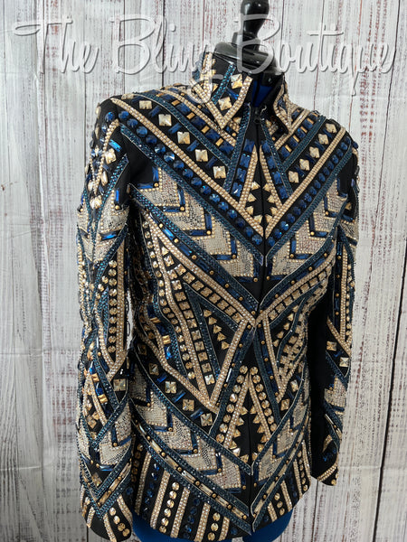 RE-ORDER Black, Slate Blue & Tan Showmanship Jacket (Choose Your Size)