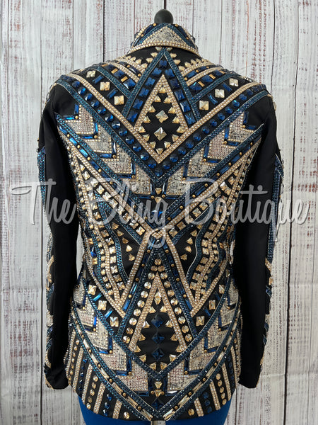 RE-ORDER Black, Slate Blue & Tan Showmanship Jacket (Choose Your Size)