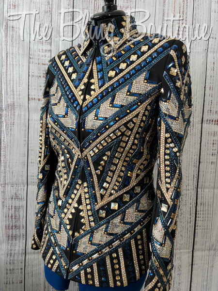 RE-ORDER Black, Slate Blue & Tan Showmanship Jacket (Choose Your Size)