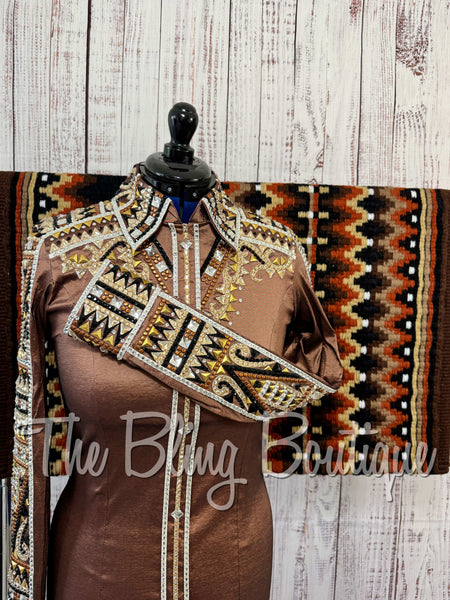 Brown, Tan, Copper & Black Day Shirt Set (Medium)