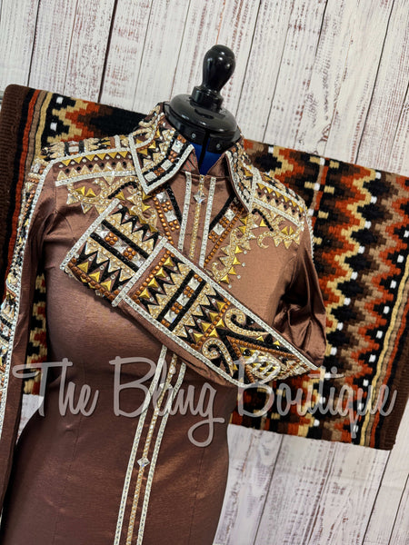 Brown, Tan, Copper & Black Day Shirt Set (Medium)